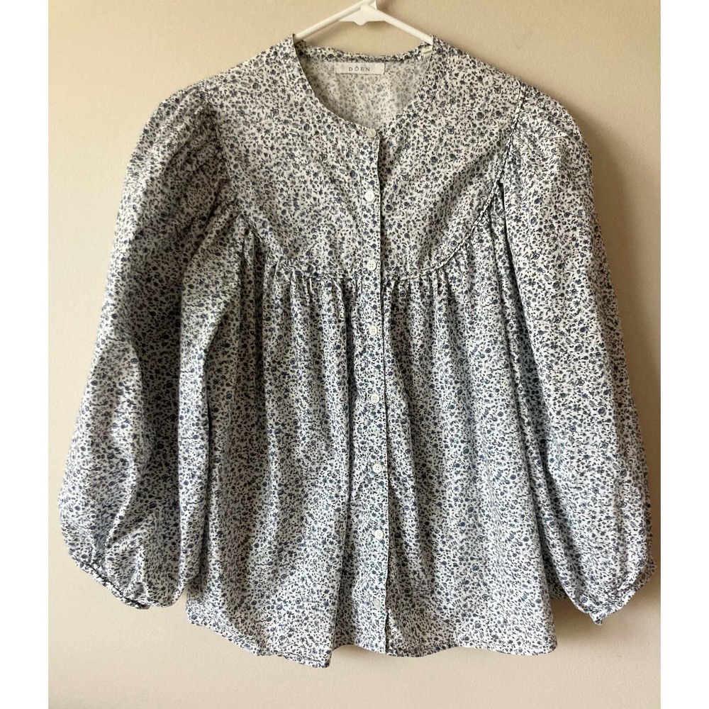 Doen Berkley Top in Navy Champignon Floral Size M - Picture 4 of 11